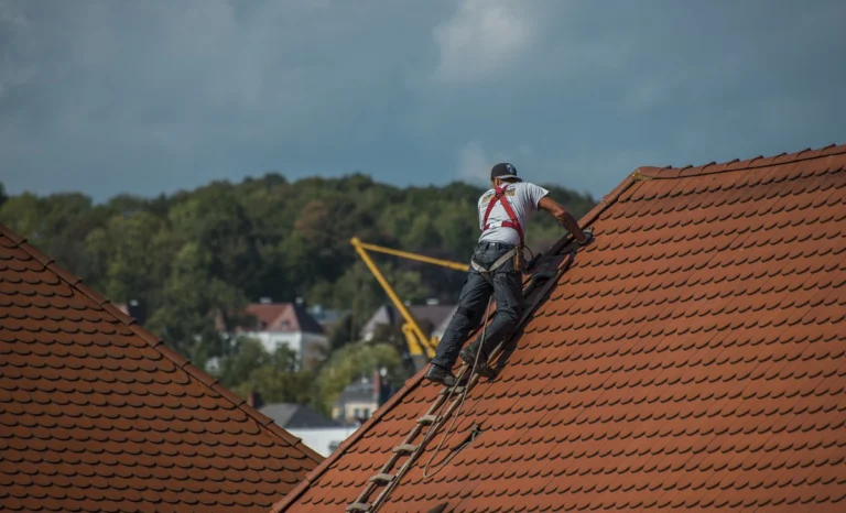 A contractor working on a roof replacement